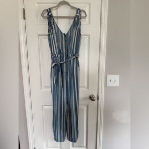 Velvet Heart Blue and White Striped Jumpsuit